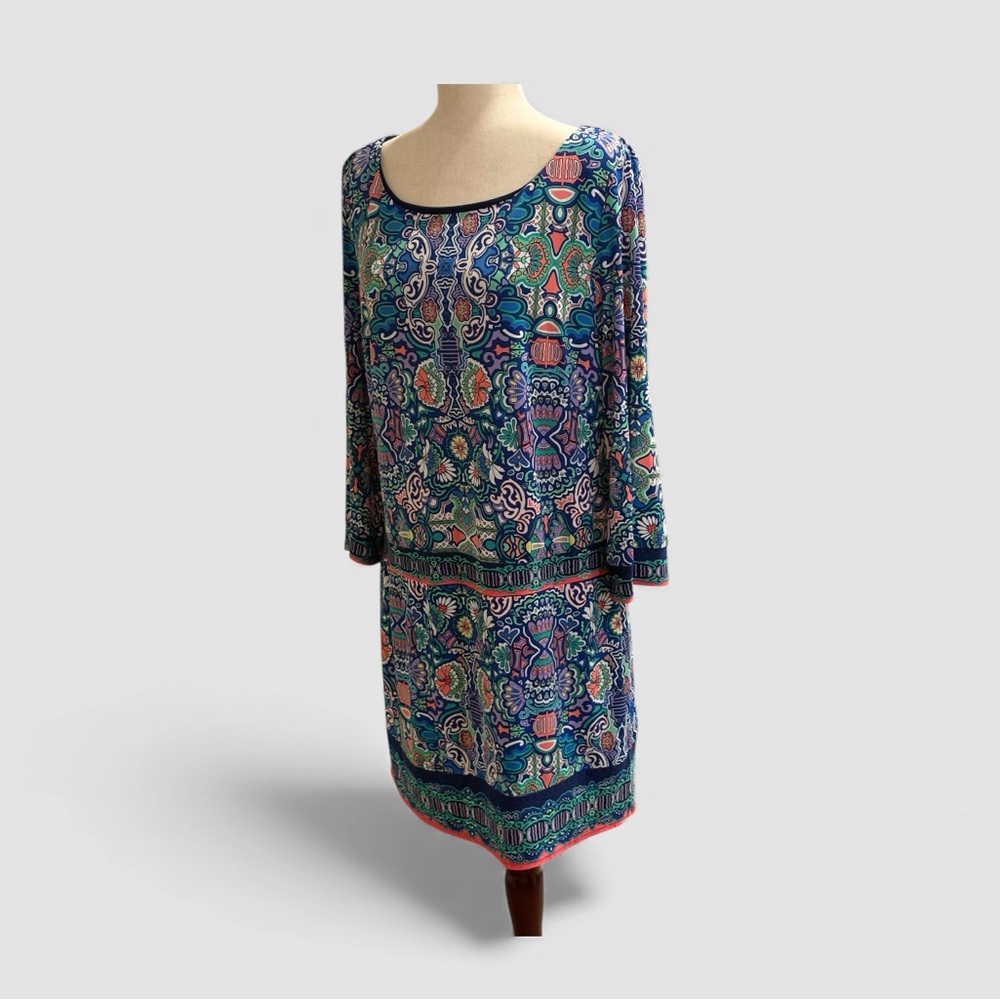 Laundry By Shelli Segal Navy Blue and Multicolour Print Sheath size Large - Picture 13 of 14